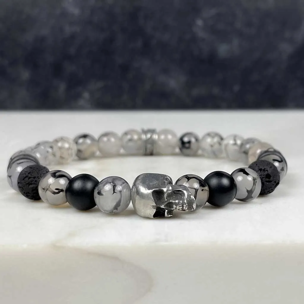 Sinister Skull Beaded Bracelet Dragon Vein