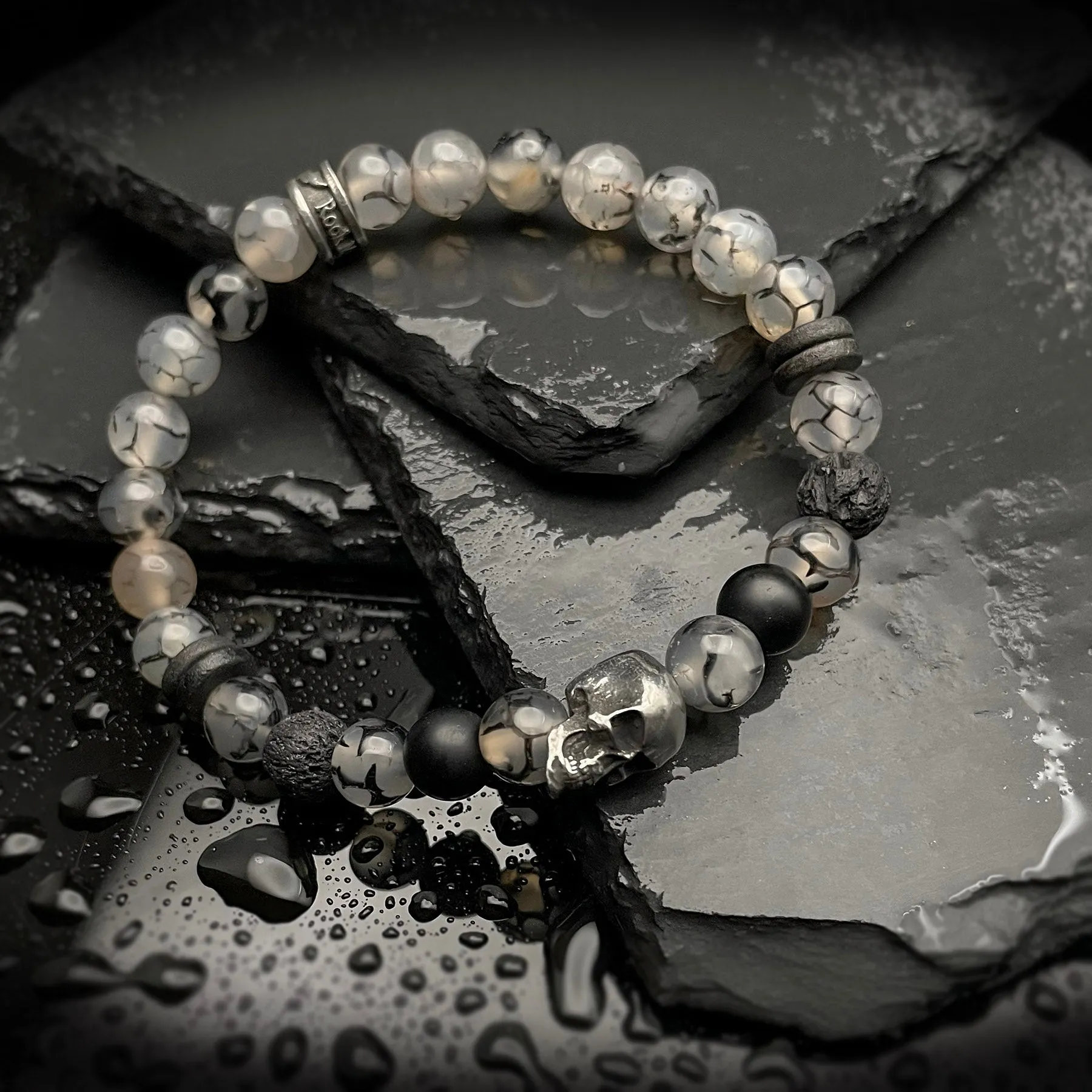 Sinister Skull Beaded Bracelet Dragon Vein