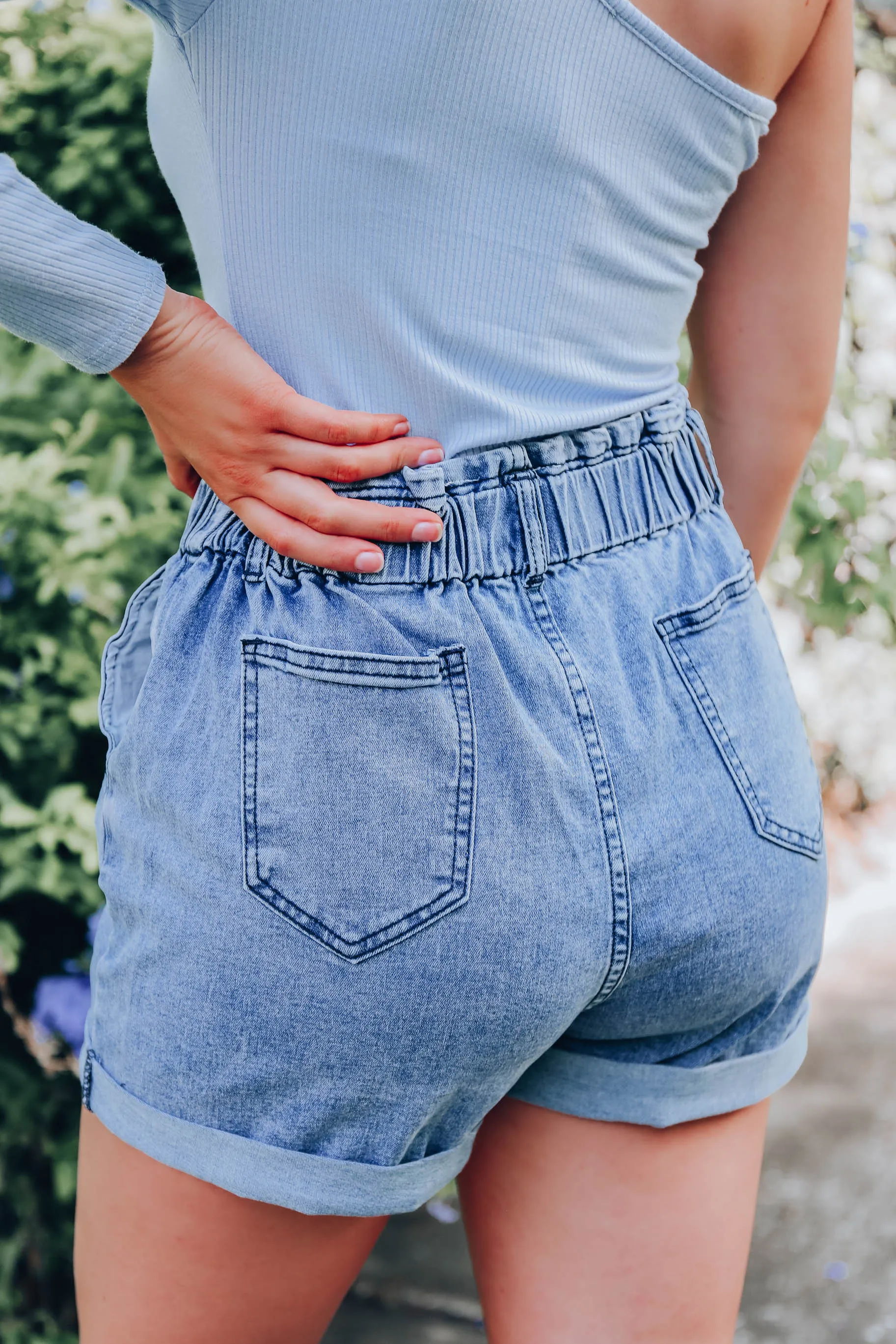Sloane Elastic Waist Denim Shorts