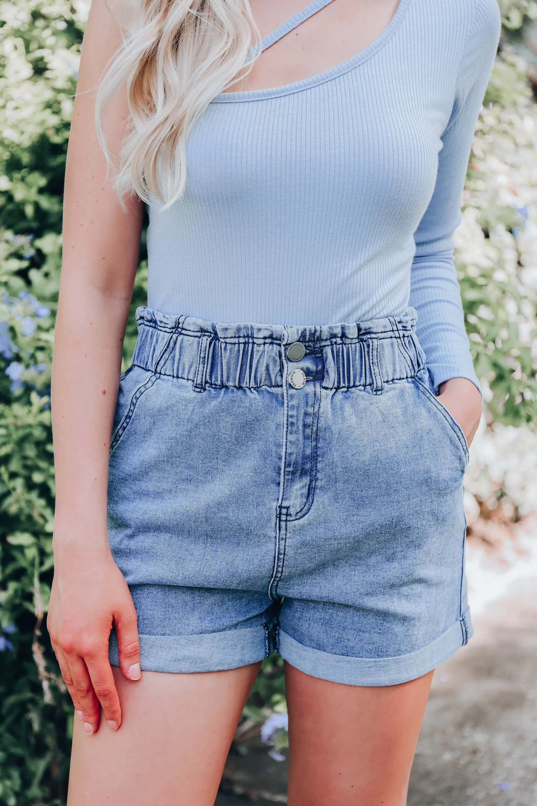 Sloane Elastic Waist Denim Shorts