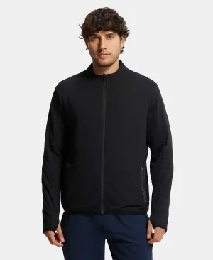 Soft Touch Microfiber Elastane Stretch Jacket with Thumbhole Styling - Black