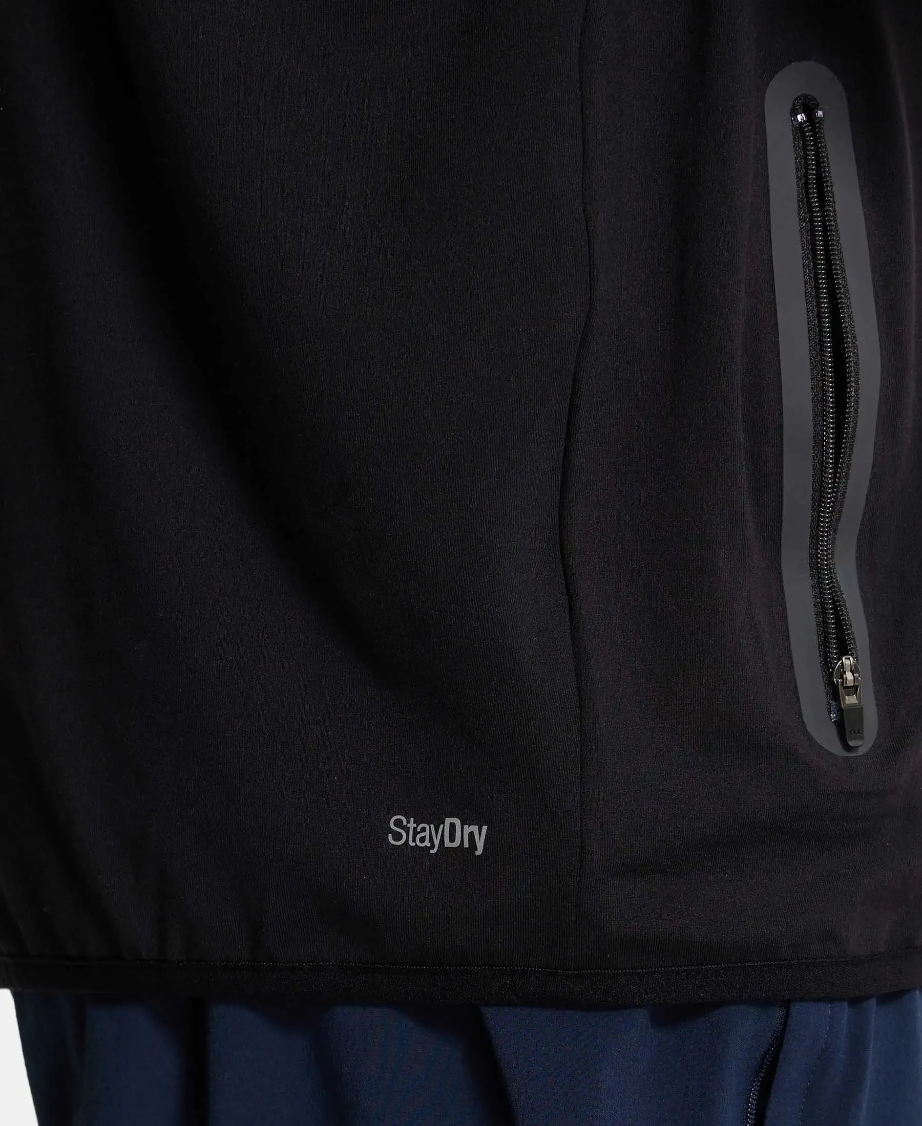 Soft Touch Microfiber Elastane Stretch Jacket with Thumbhole Styling - Black