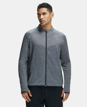Soft Touch Microfiber Elastane Stretch Jacket with Thumbhole Styling - Grey Marl