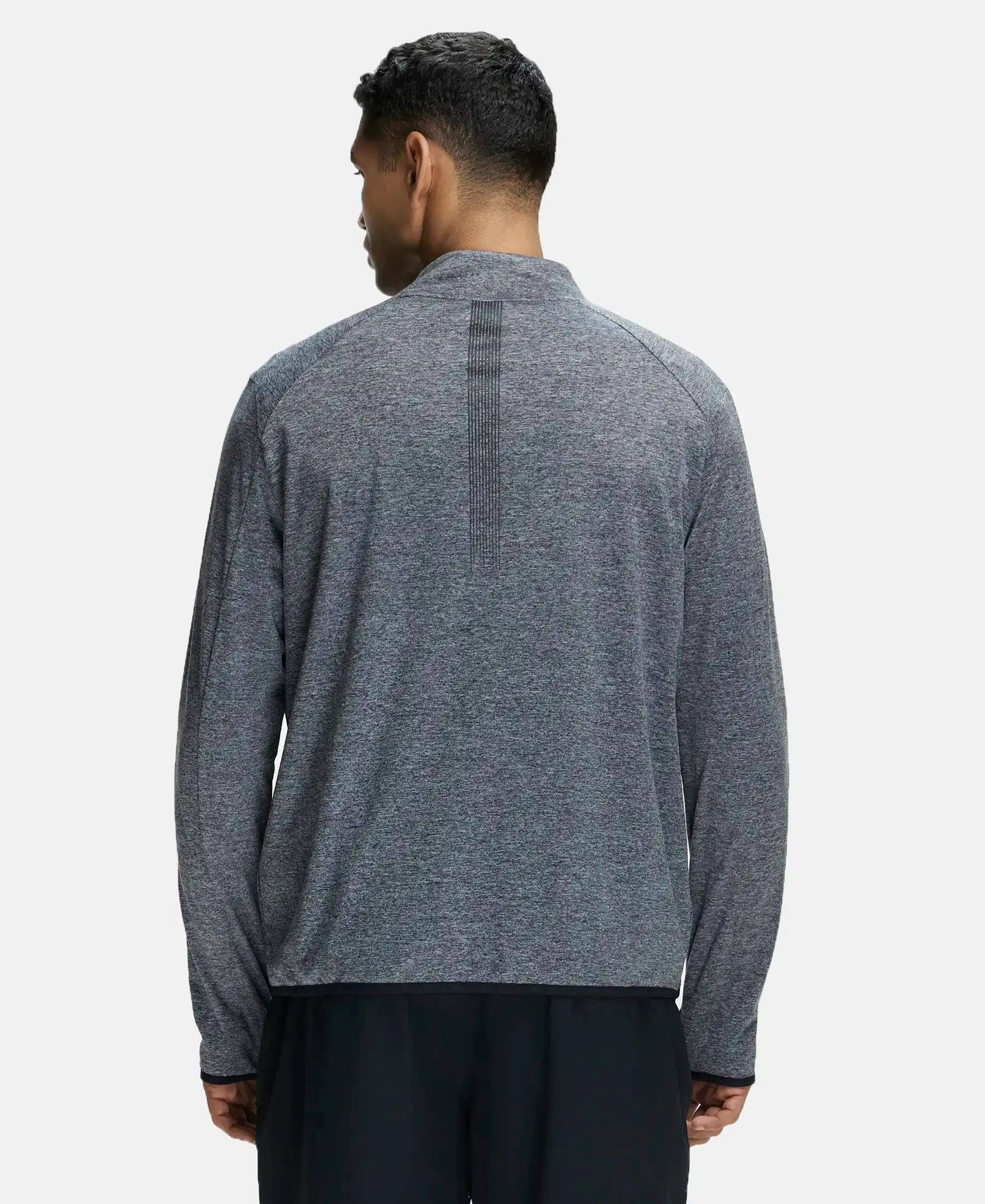 Soft Touch Microfiber Elastane Stretch Jacket with Thumbhole Styling - Grey Marl