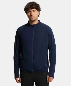 Soft Touch Microfiber Elastane Stretch Jacket with Thumbhole Styling - Navy
