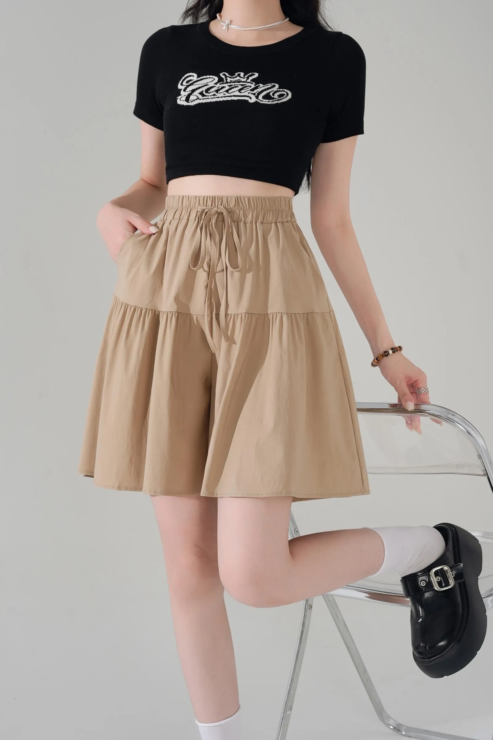 Solid Color Twill Shorts