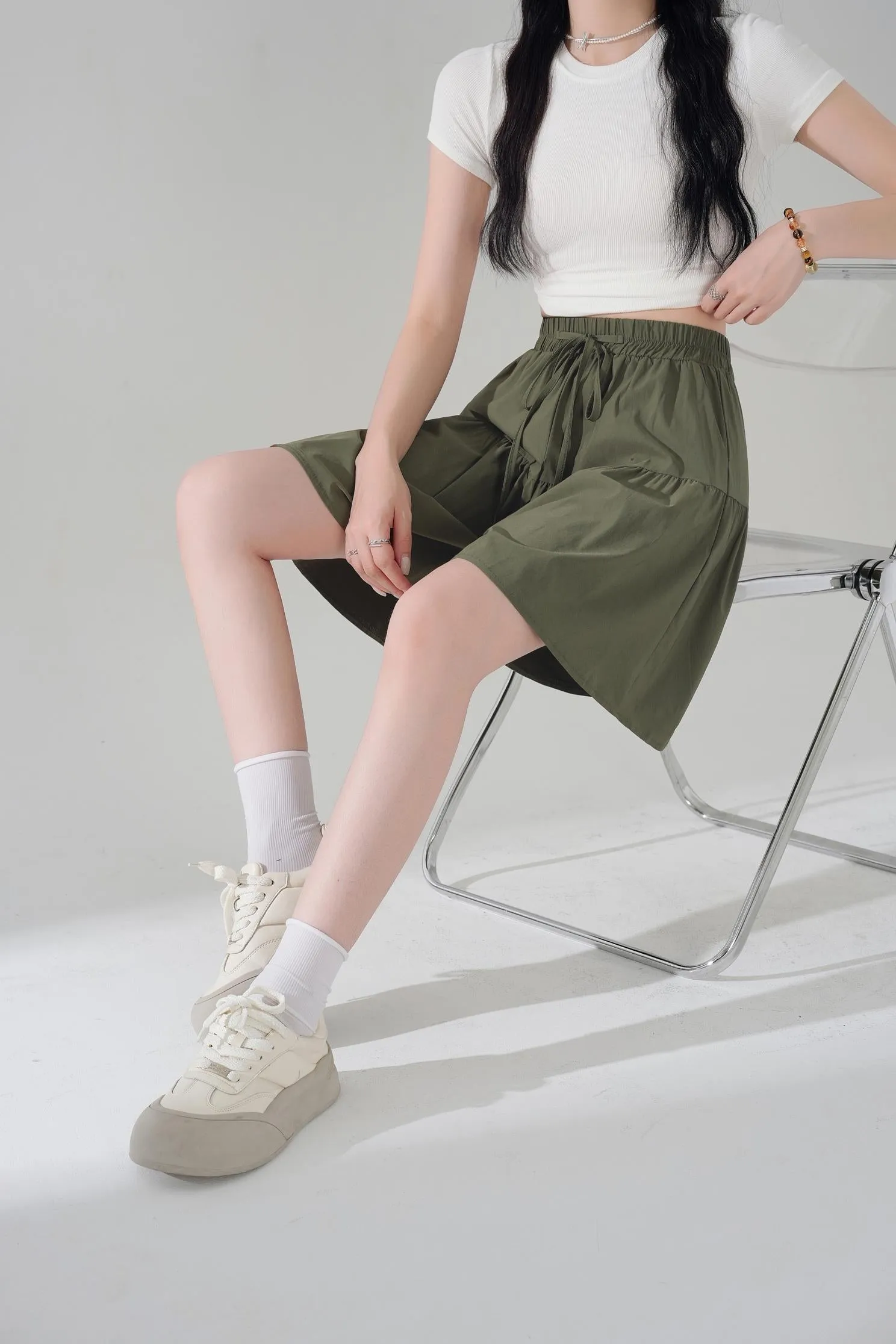 Solid Color Twill Shorts