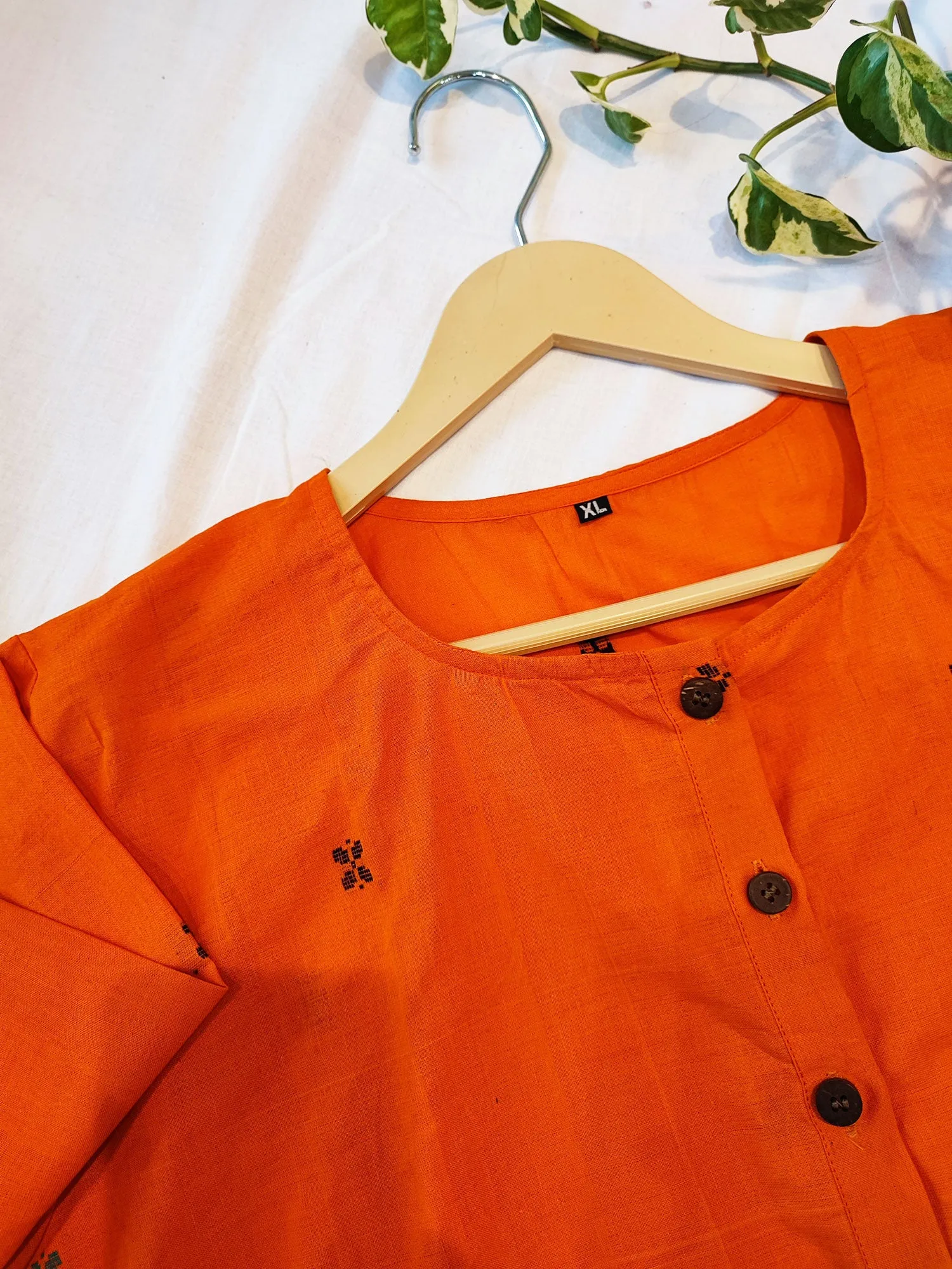 Solid Kesariya Embroided Cotton Contemporary Blouse/Crop Top