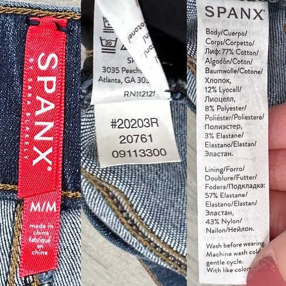Spanx Distressed Ankle Skinny Jeans in Medium Wash Denim Women’s Size M