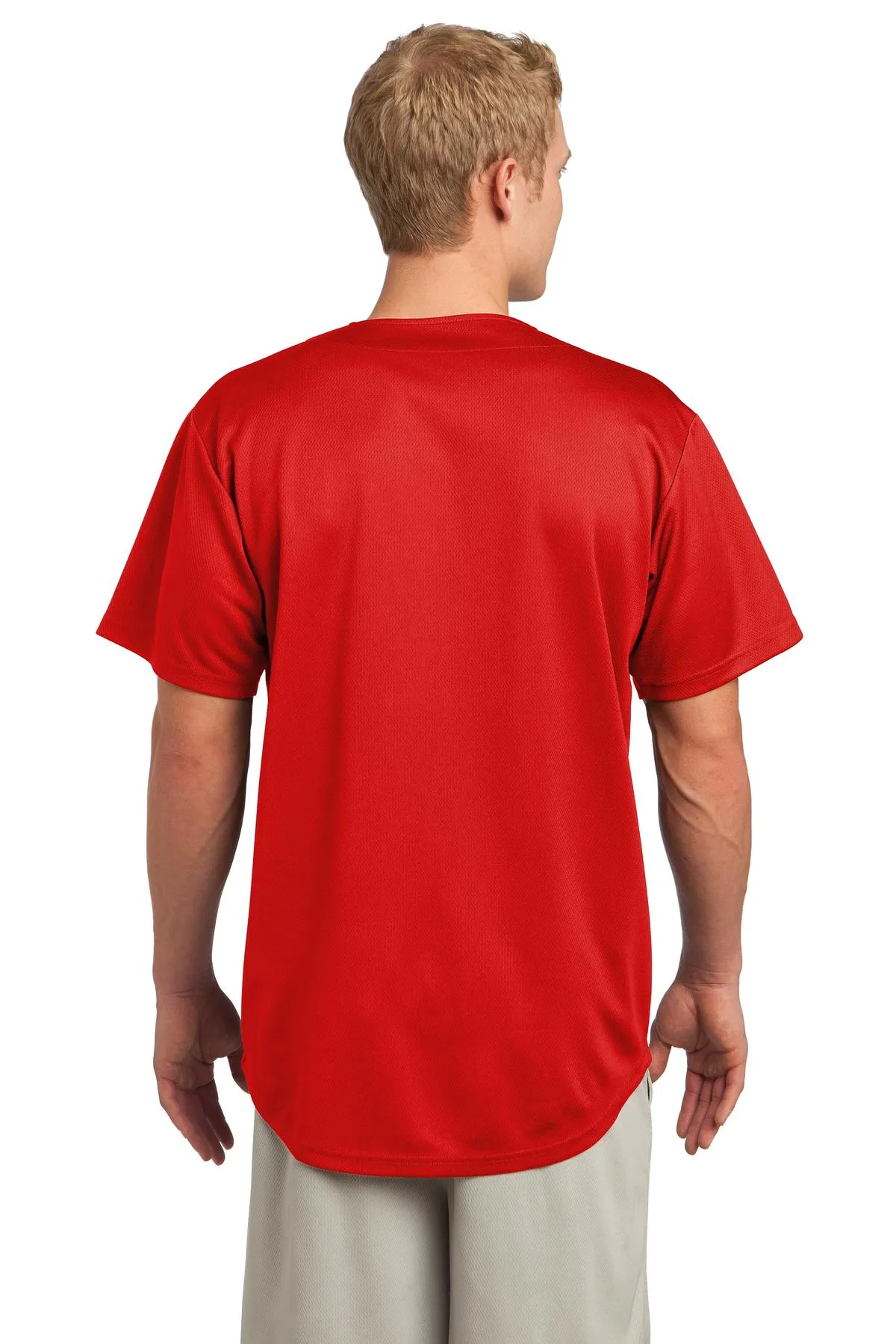 Sport-Tek PosiCharge Tough Mesh Full-Button Jersey. ST220 True Red