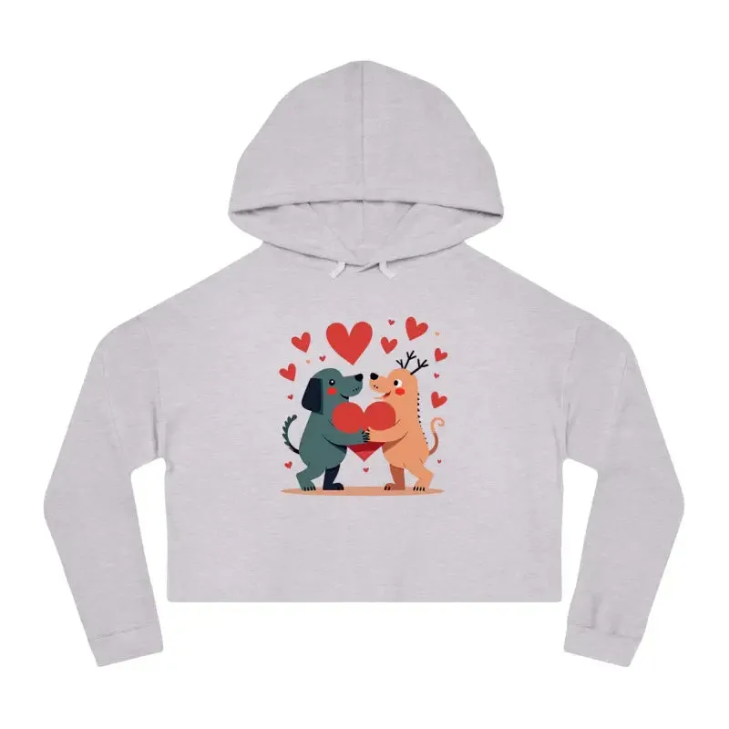 Stand out in Trendy Two Dogs Cropped Hooded Sweatshirt