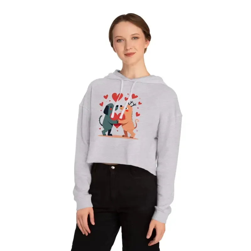 Stand out in Trendy Two Dogs Cropped Hooded Sweatshirt