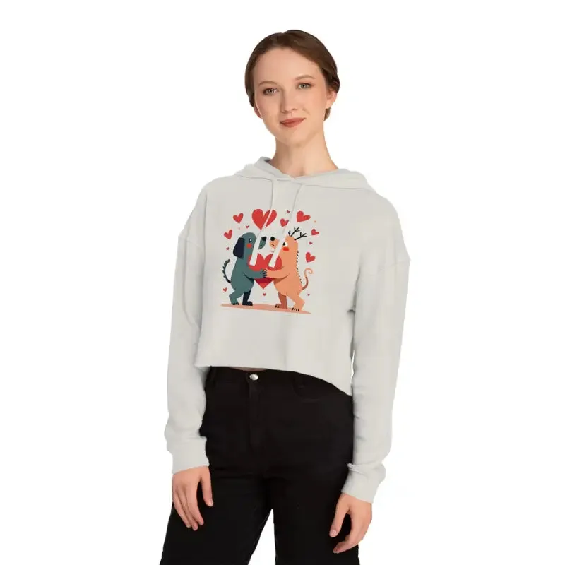 Stand out in Trendy Two Dogs Cropped Hooded Sweatshirt