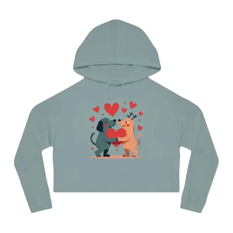 Stand out in Trendy Two Dogs Cropped Hooded Sweatshirt