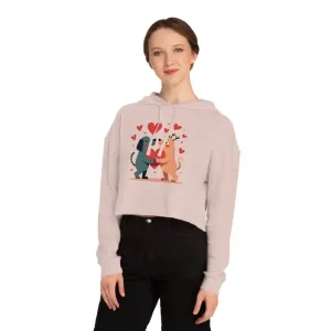 Stand out in Trendy Two Dogs Cropped Hooded Sweatshirt