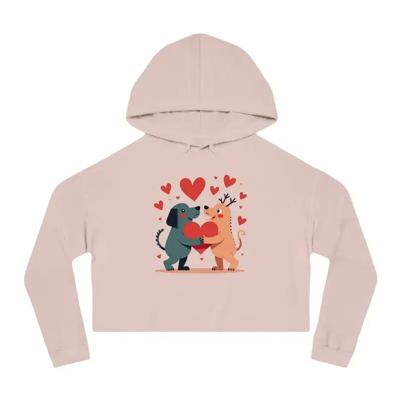 Stand out in Trendy Two Dogs Cropped Hooded Sweatshirt