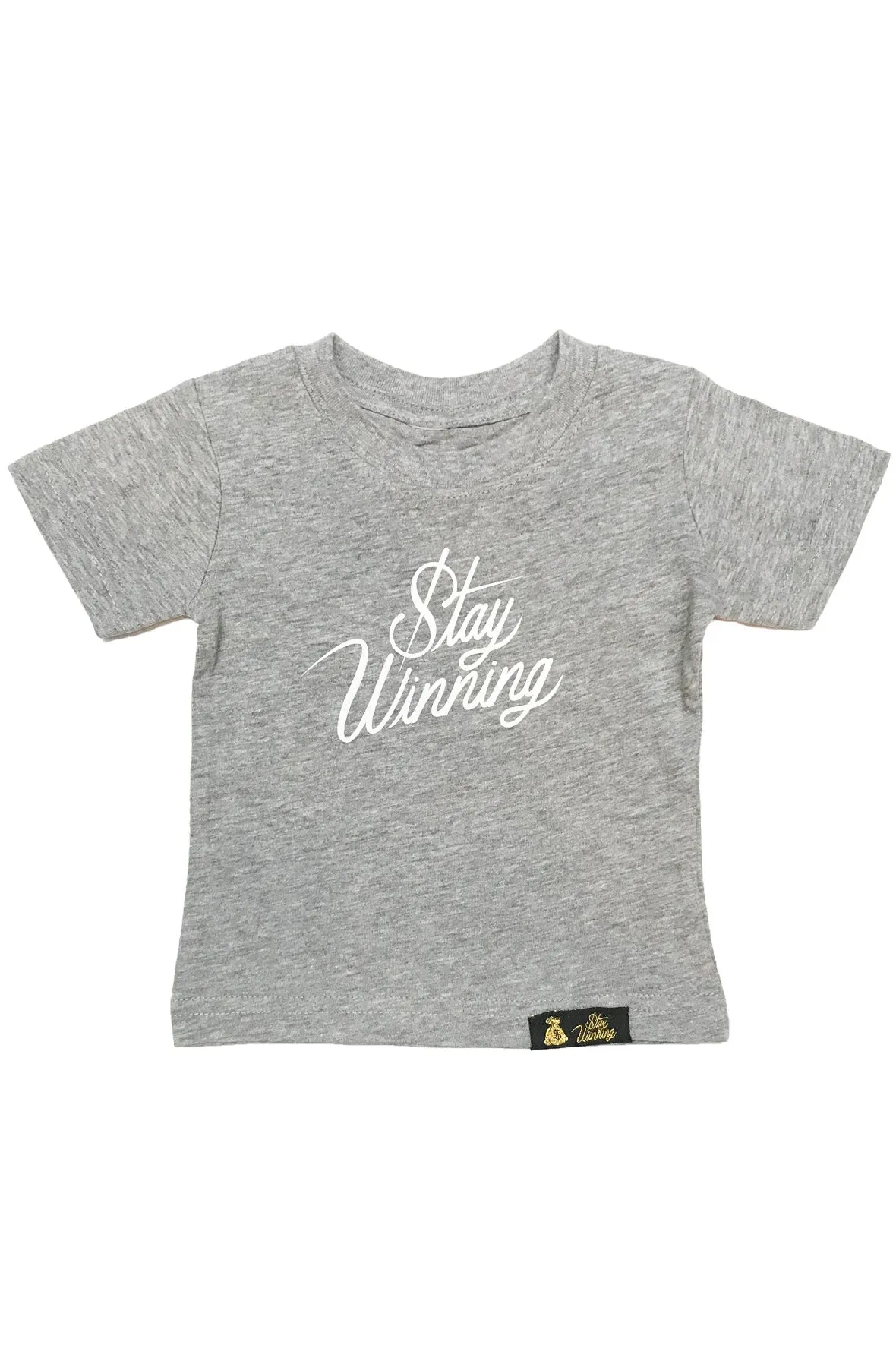 Stay Winning Grey Heather Toddler Script Tee
