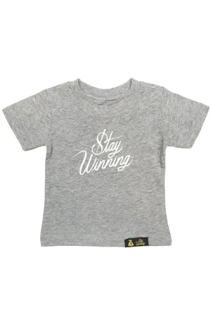Stay Winning Grey Heather Toddler Script Tee