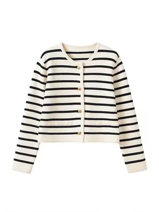 Stella l sweater with o-neck and stripes