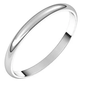 Sterling Silver 2 mm Half Round Ultra-Light Band Size 9