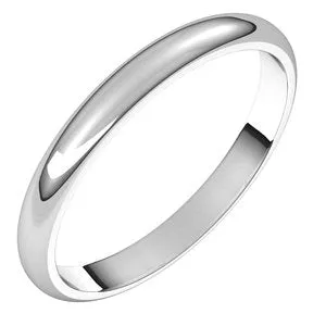 Sterling Silver 2.5 mm Half Round Band Size 6