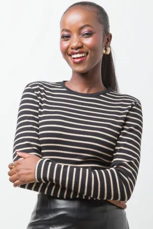 Stripe Long Sleeve T-Shirt Black