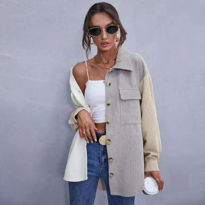 Structured button-down corduroy jacket for women - Stylish design for modern women