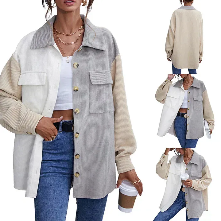Structured button-down corduroy jacket for women - Stylish design for modern women