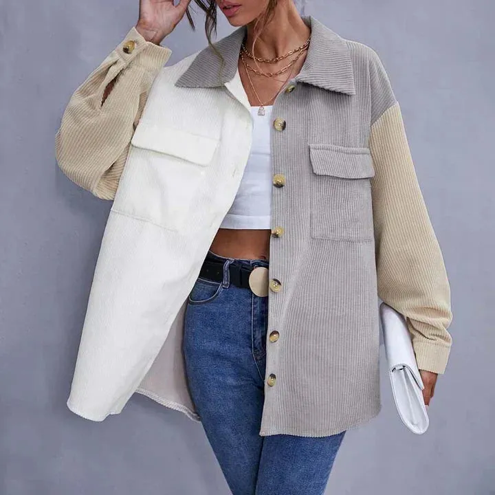 Structured button-down corduroy jacket for women - Stylish design for modern women