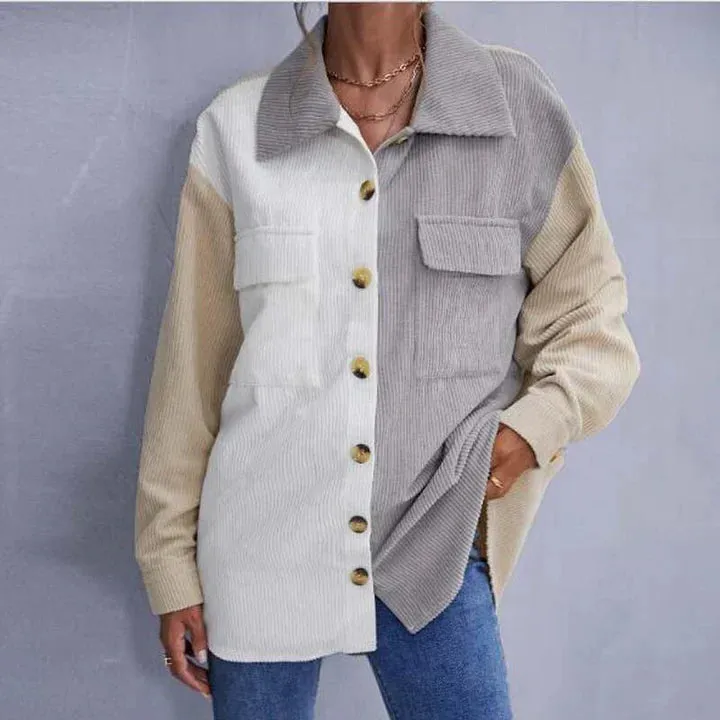 Structured button-down corduroy jacket for women - Stylish design for modern women