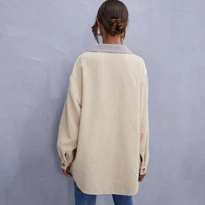 Structured button-down corduroy jacket for women - Stylish design for modern women