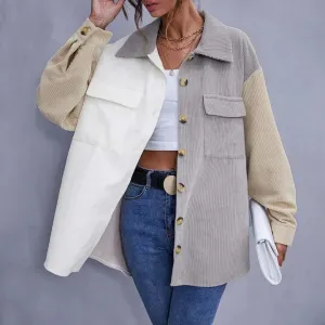 Structured button-down corduroy jacket for women - Stylish design for modern women