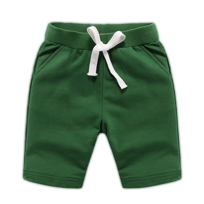 Summer Baby Boys Solid Colour Casual Cotton Shorts - Green, Army Green