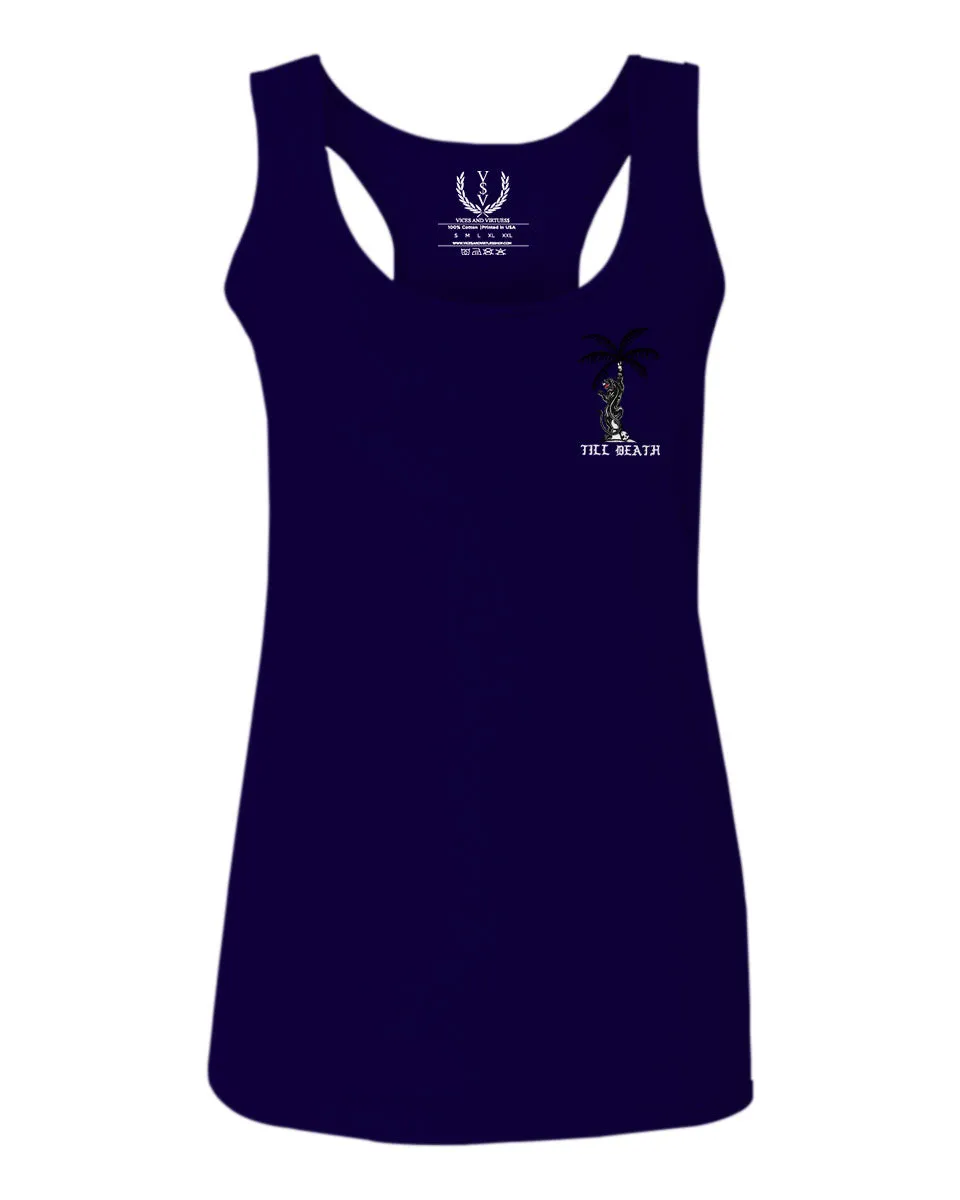 Summer Cool Graphic Palm Puma Tattoo Good Vibe Till Death Obei Society  women's Tank Top sleeveless Racerback