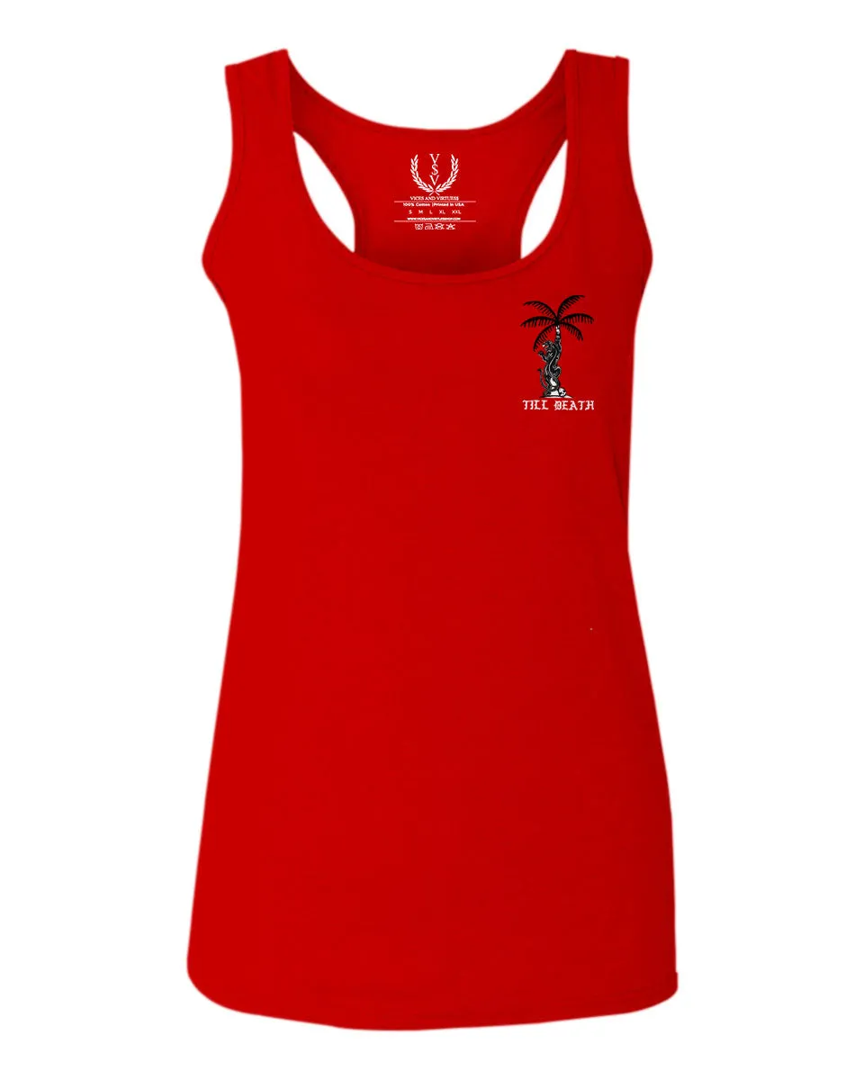Summer Cool Graphic Palm Puma Tattoo Good Vibe Till Death Obei Society  women's Tank Top sleeveless Racerback