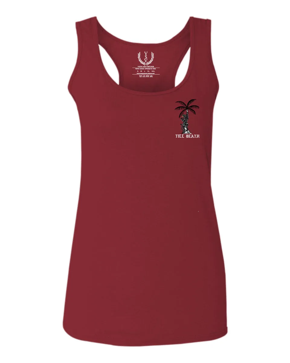 Summer Cool Graphic Palm Puma Tattoo Good Vibe Till Death Obei Society  women's Tank Top sleeveless Racerback
