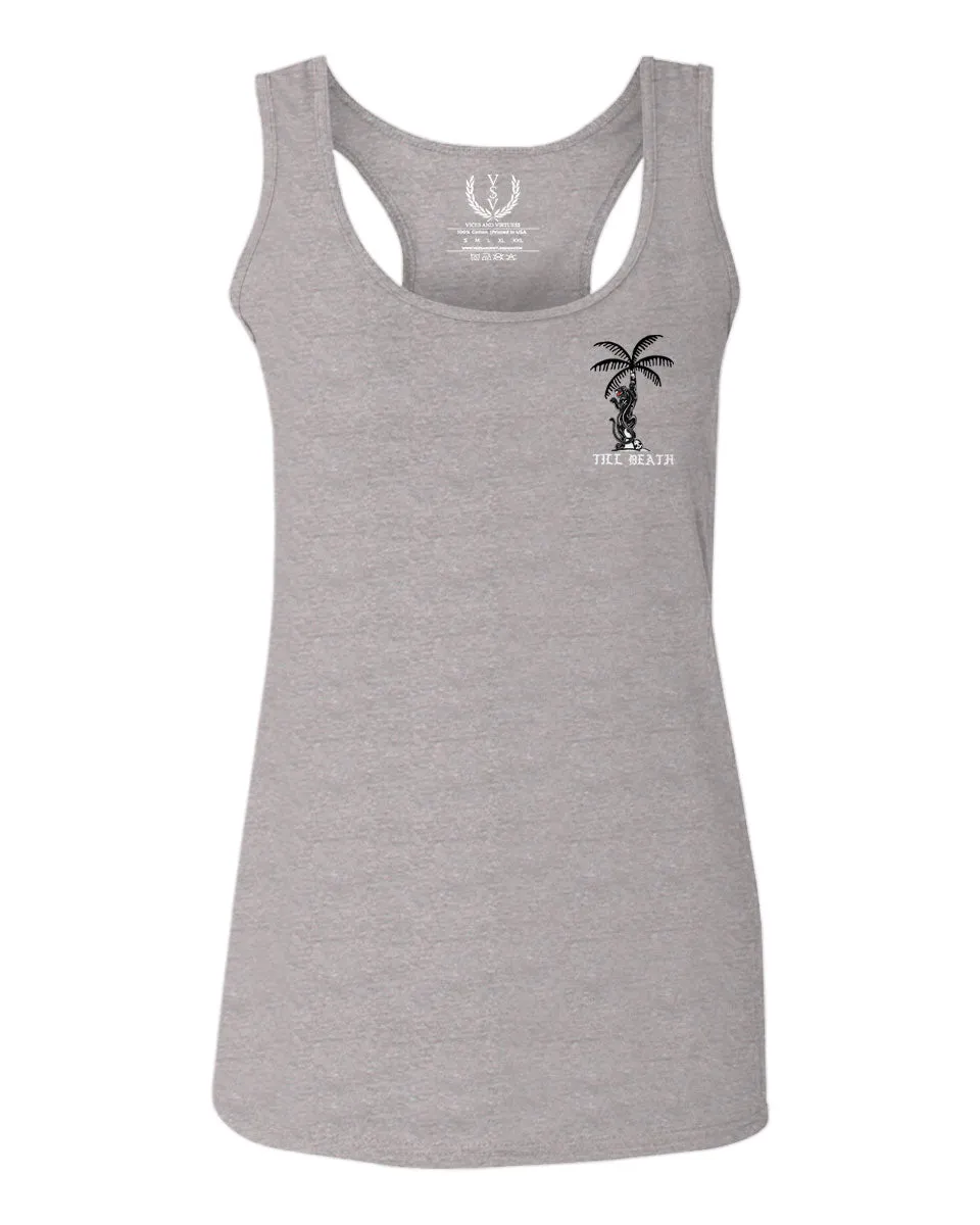 Summer Cool Graphic Palm Puma Tattoo Good Vibe Till Death Obei Society  women's Tank Top sleeveless Racerback