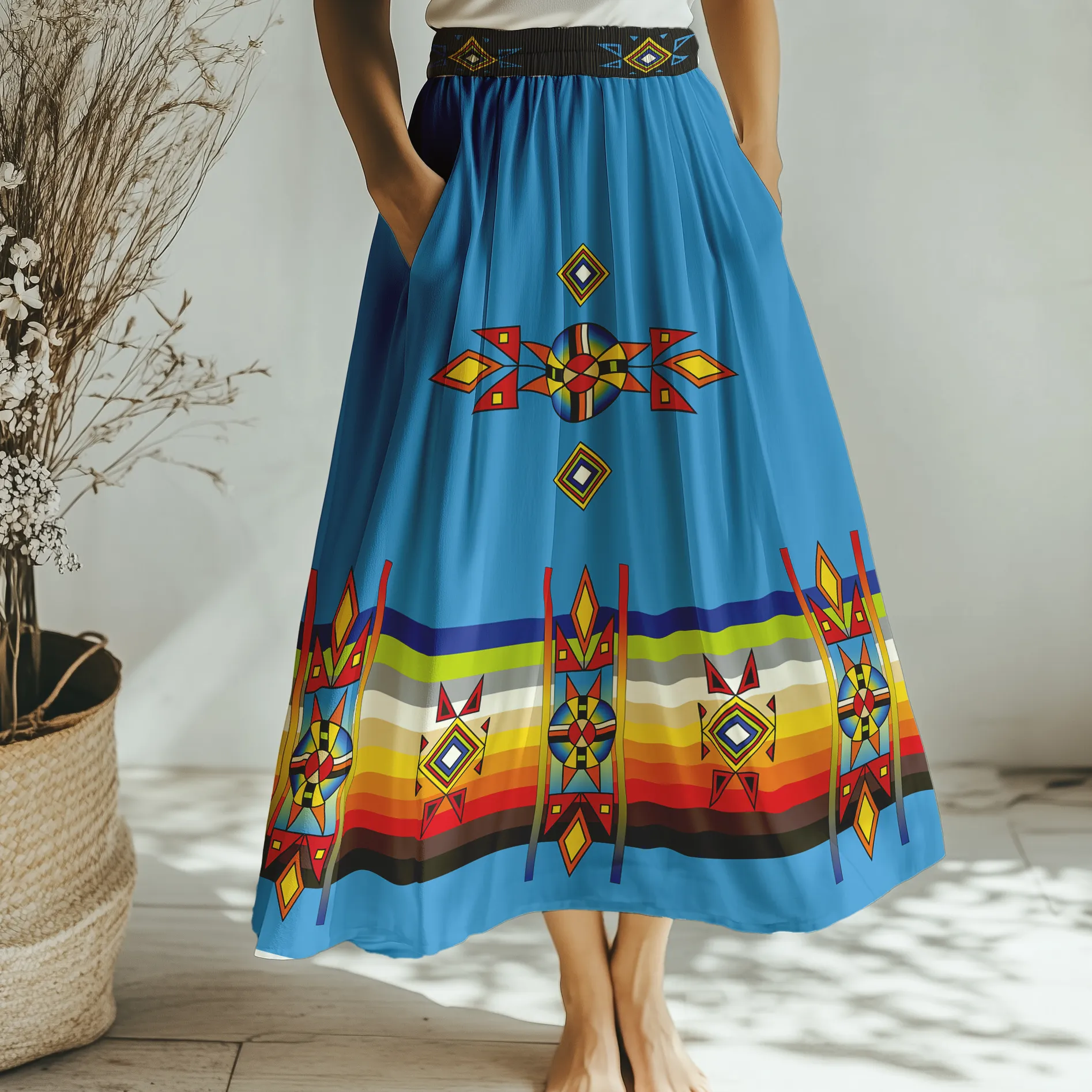 Sunset Pathways Geometric Skirt