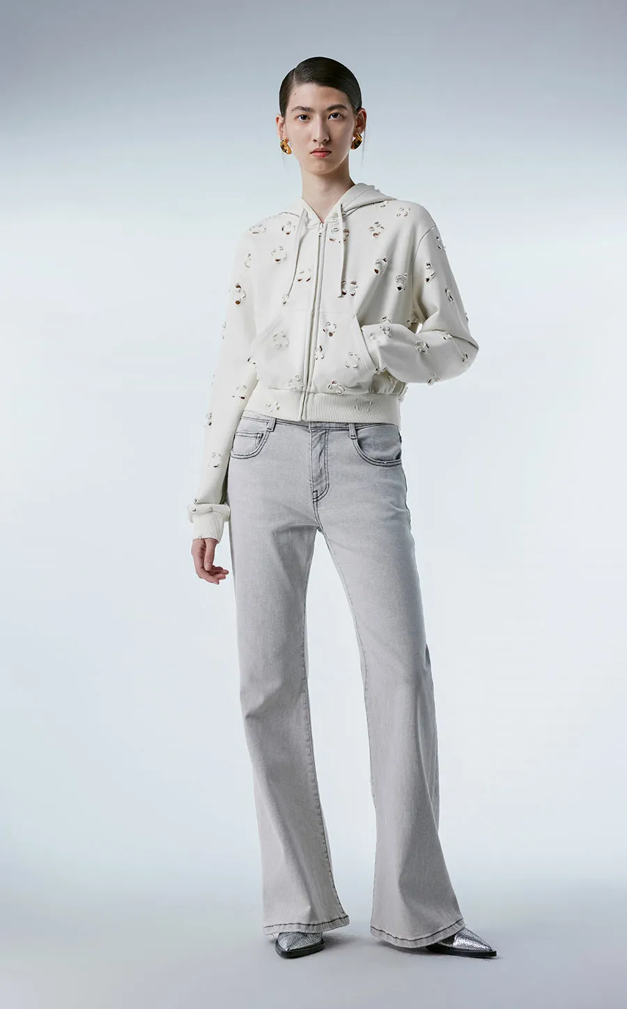 Sweatershirt / (ESG) JNBY Plum Bossom Cut-out Hoodies