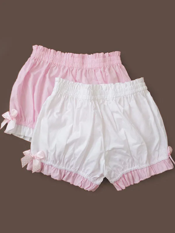 Sweet Lolita Bloomers Cotton Bow Ruffled Lolita Short Pumpkin Pants