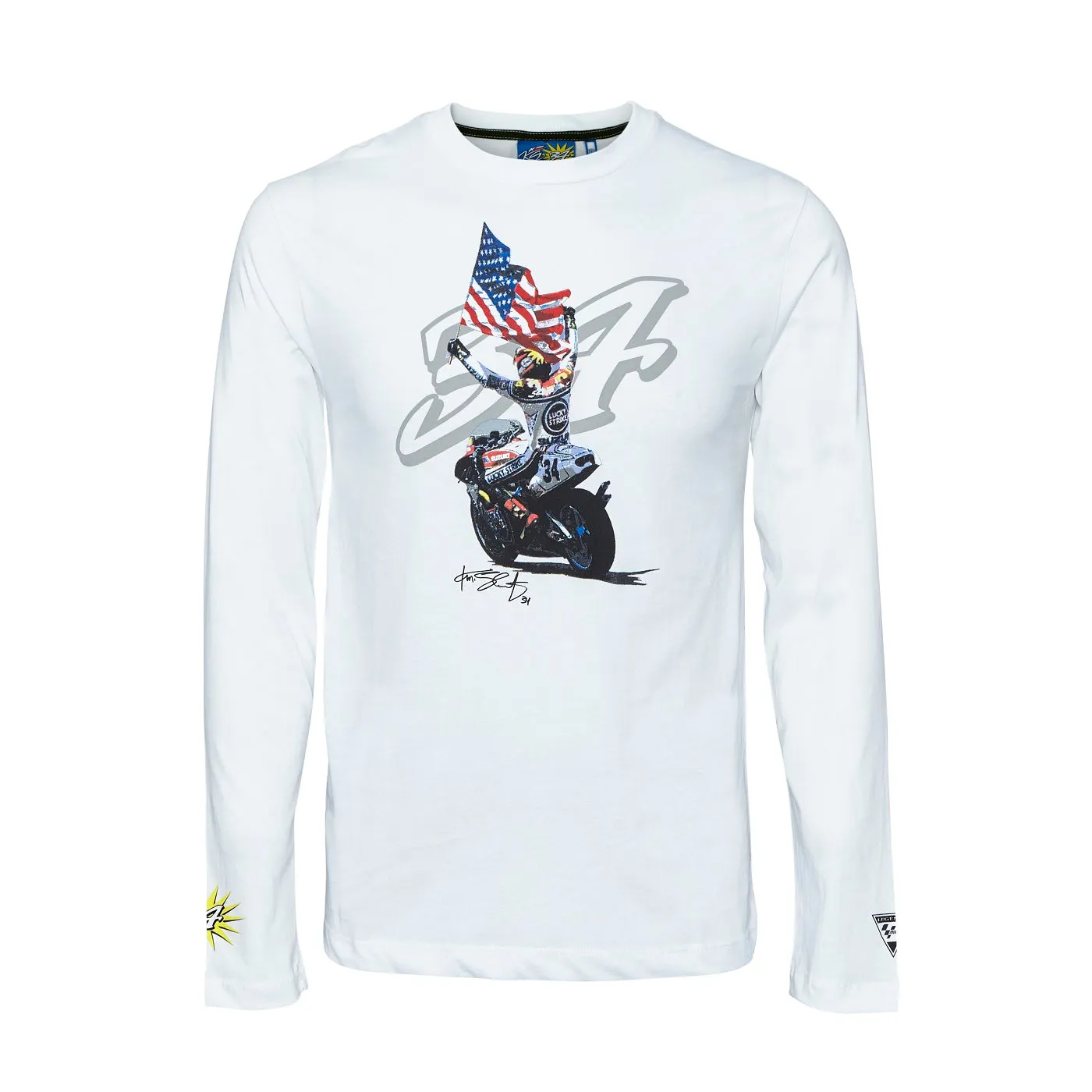 T-SHIRT 3502-06 Longsleeve  Bike MotoGP  Kevin Schwantz 34 NEW! White Small