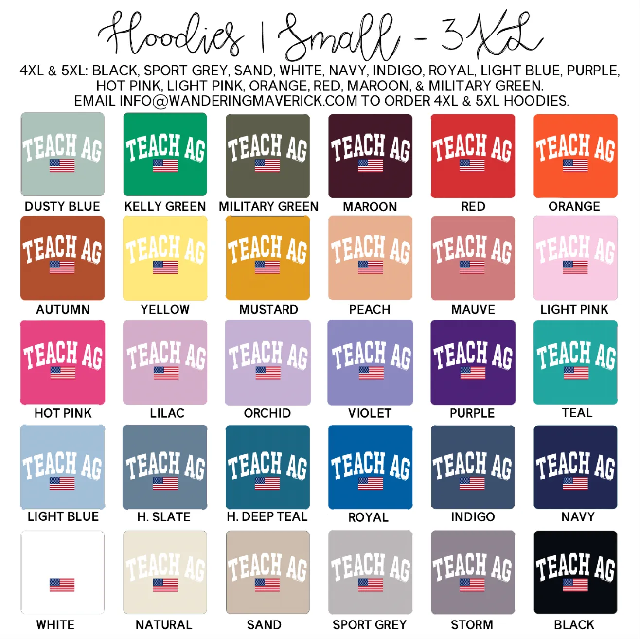 Teach Ag Flag Hoodie (S-3XL) Unisex - Multiple Colors!
