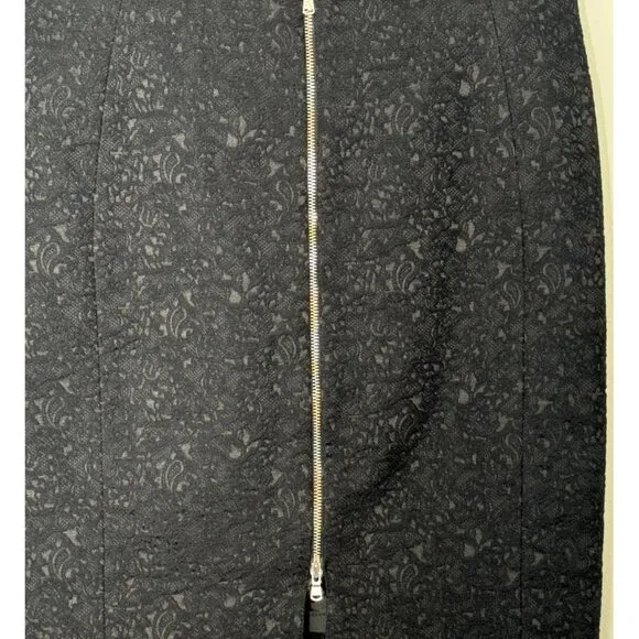 The Kooples Black Floral Lace Front Zip Pencil Skirt Size M