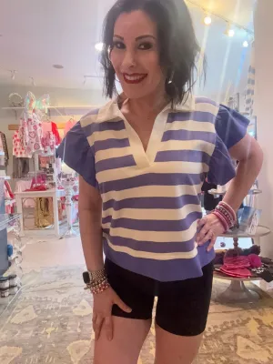 The Striped Breeze Top - Lavender