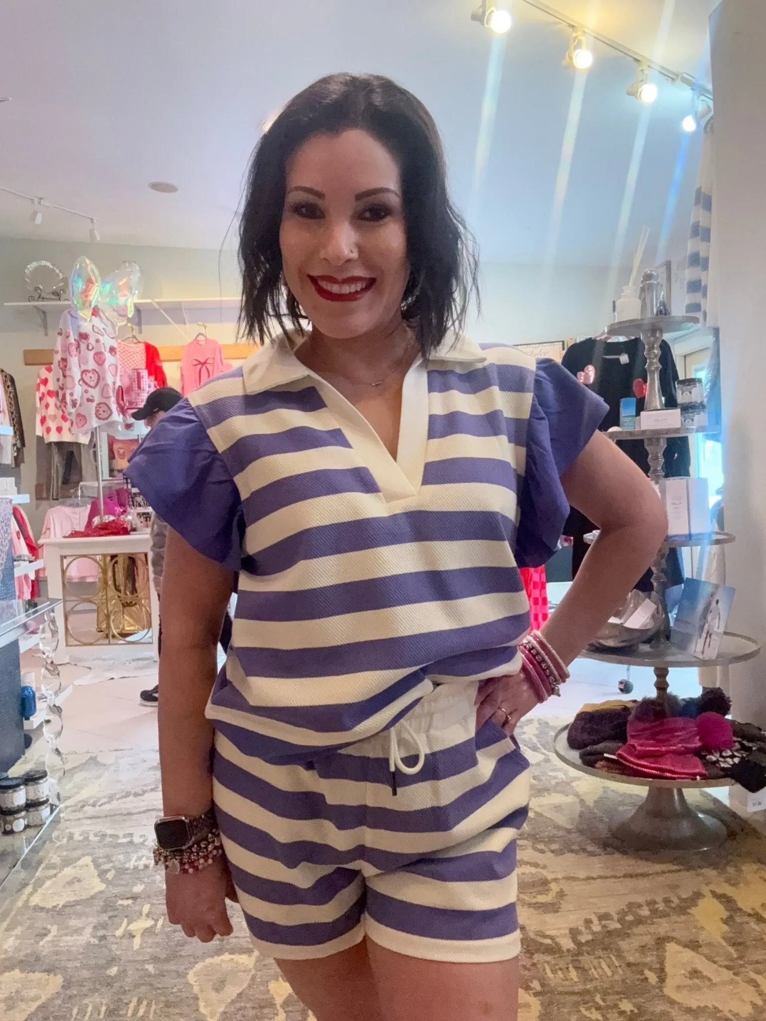 The Striped Breeze Top - Lavender