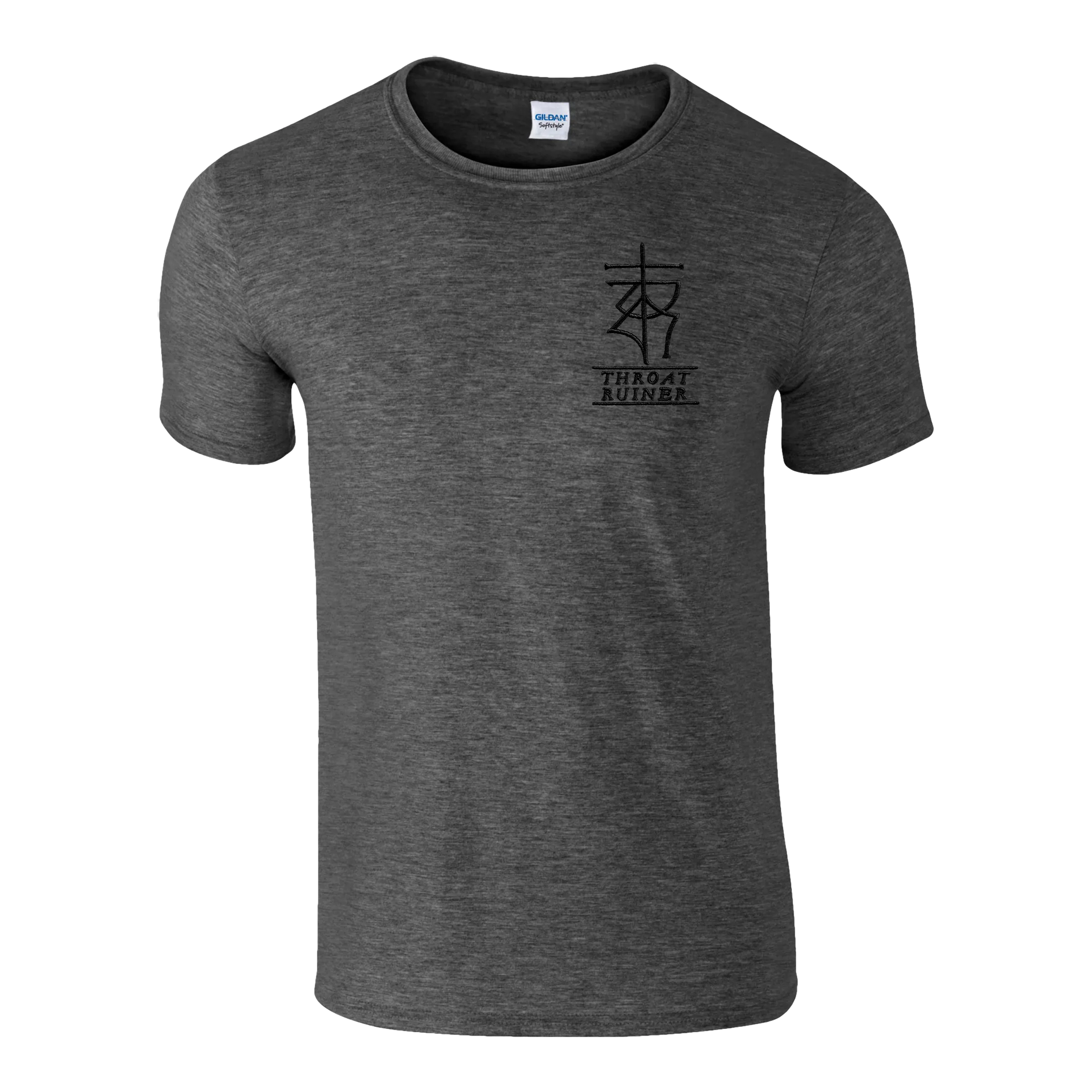THROATRUINER "Logo" Embroidered Dark Heather T-Shirt