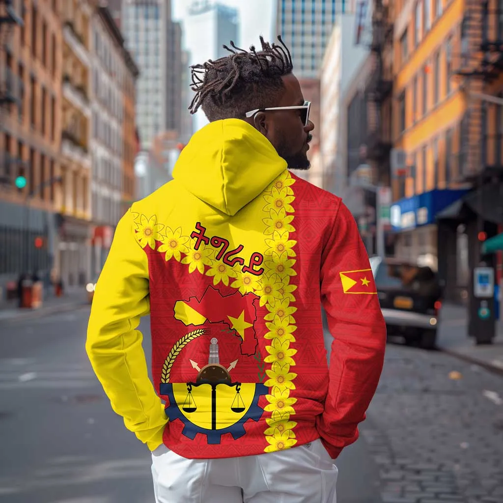 Tigray Ethiopia Zip Hoodie Tigray Seal With Flag Map - African Pattern LT15