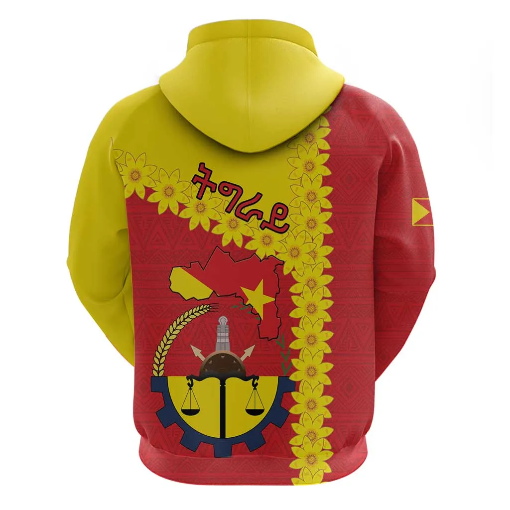 Tigray Ethiopia Zip Hoodie Tigray Seal With Flag Map - African Pattern LT15