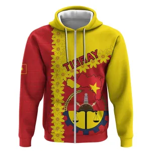 Tigray Ethiopia Zip Hoodie Tigray Seal With Flag Map - African Pattern LT15