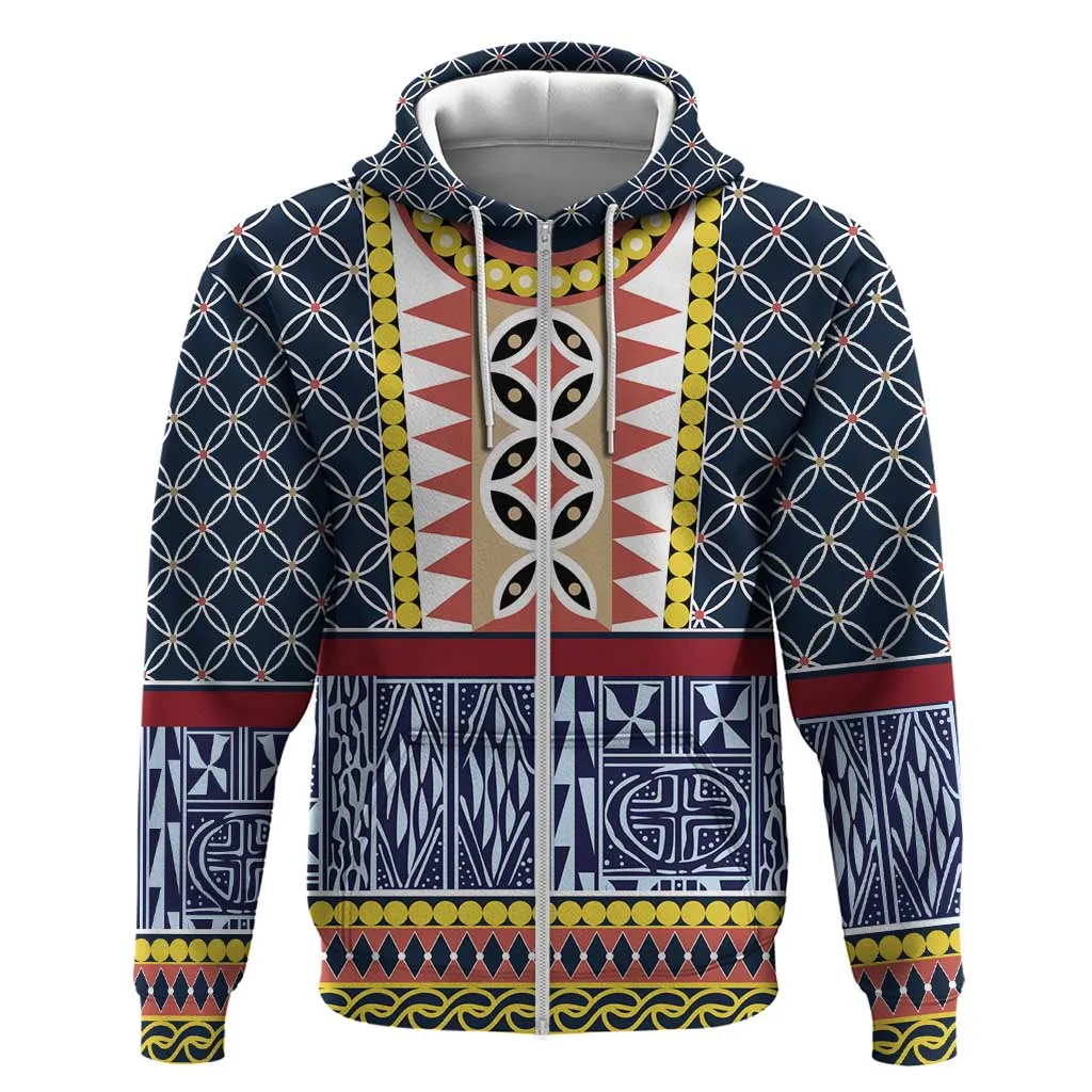 Toghu Bamenda Zip Hoodie Cameroon Traditional Pattern LT15